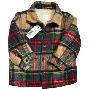 Scene & Heard Brushed Flannel Jacket Sz 18 mos Plaid Sherpa Lined Button Shacket